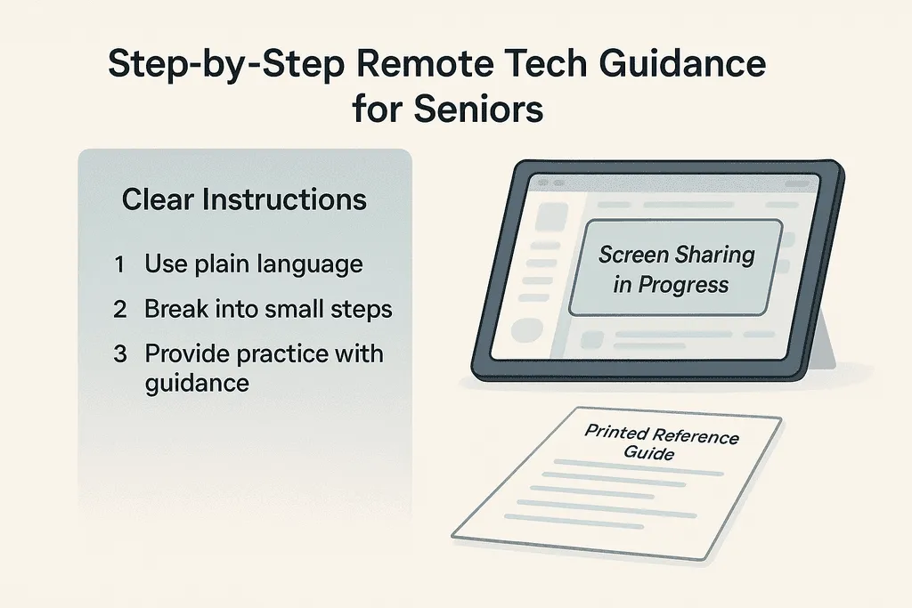 Step-by-step technology guidance for senior citizens